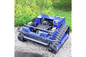 AIWEIYA Remote Control Lawn Mower,4WD Oil-Electric Hybrid Crawler Track Mower,1.1-5.9 Inch Cutting Height Professional Landscape and Estate Mower for 100% Slope(45°) Large Turf Grass Cutting