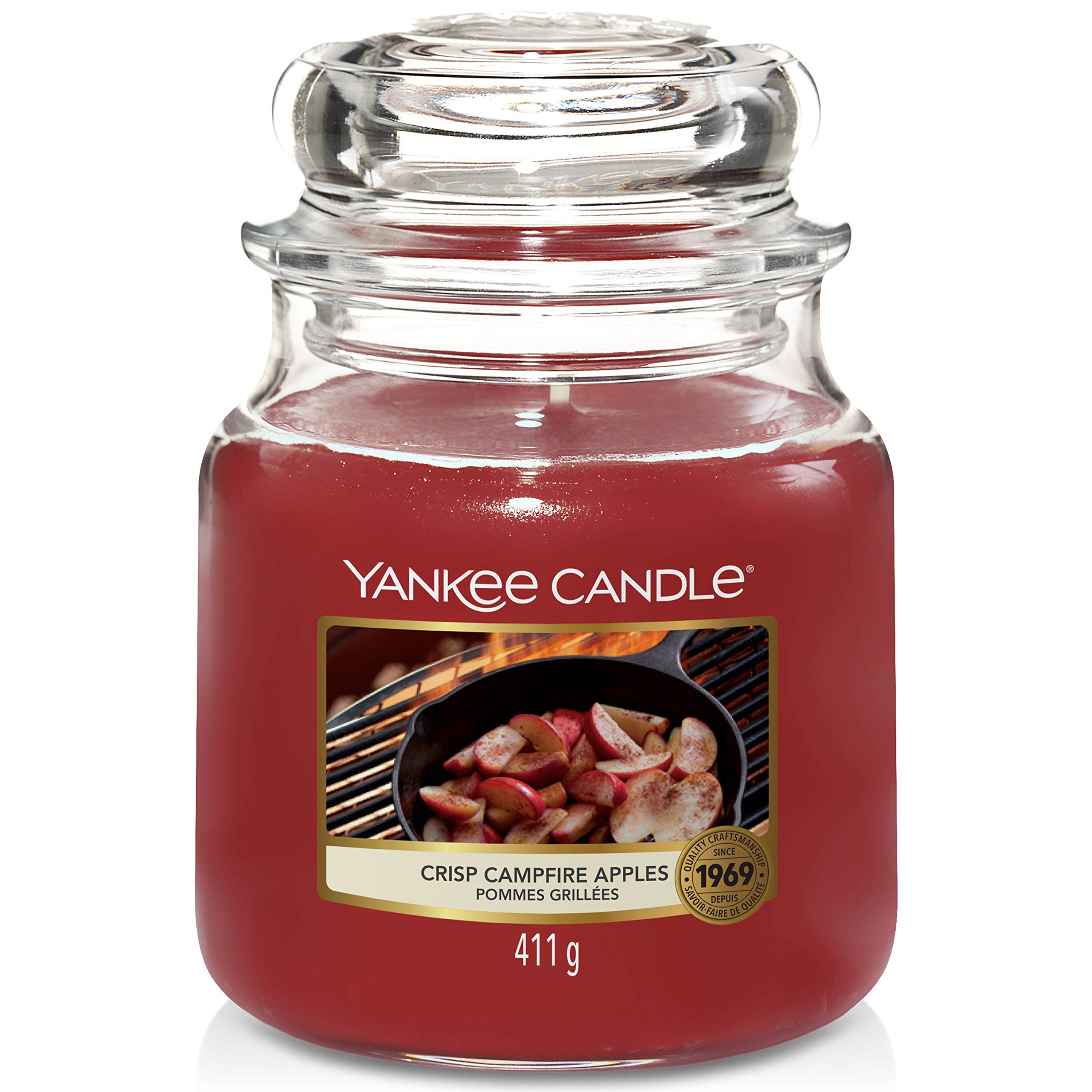 Yankee Candle Scented Candle | Crisp Campfire Apples Medium Jar Candle | Up to 30 Hours Burn Time, Red — image 1