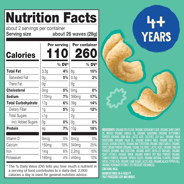 EARTH’S BEST VEGGIE WAVES RANCH MULTIPACK, 2.25 OZ (PACK OF 5)