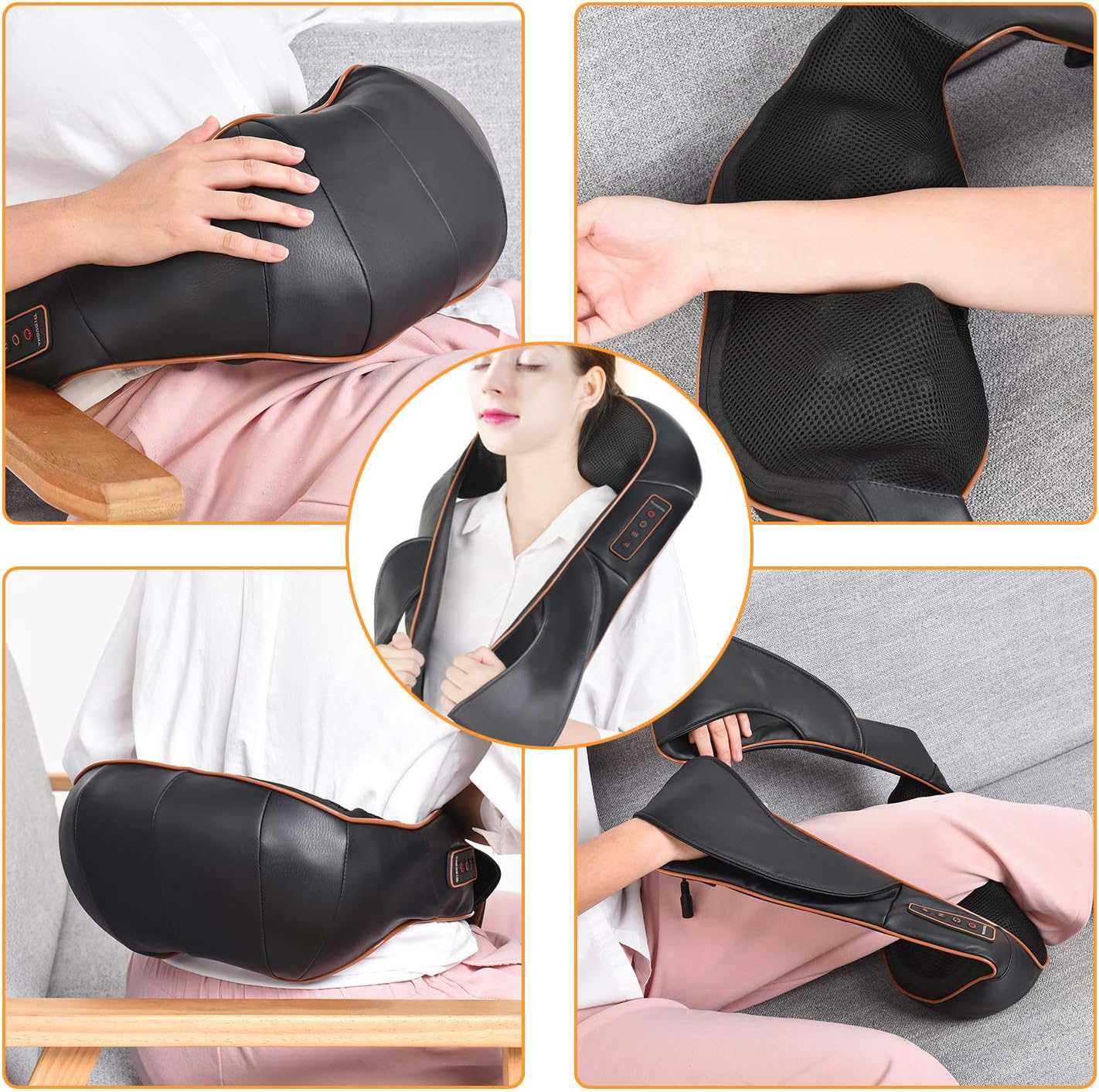 Shiatsu Back Neck and Shoulder Massager with Heat, Electric Massage Pillow with 3 Speed Adjustable - Image 3