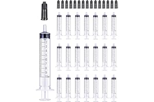 HABEUNIVER 30 Pack 10ML Plastic Syringe Luer Slip with Cap, Great for Measuring, Refilling Watering and Pets Feeding(Non-sterile) (10ML)