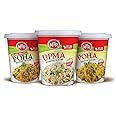 MTR Authentic Indian Breakfast in a Cup Variety Pack Ready in 3 Minutes; 3 Pack:- 1: Poha(Rice Flakes), 2: Khatta Meetha Poha(Sweet Sour Rice Flakes), 3: Upma(Seasoned Samolina; 80G (2.82 Oz) Each Cup