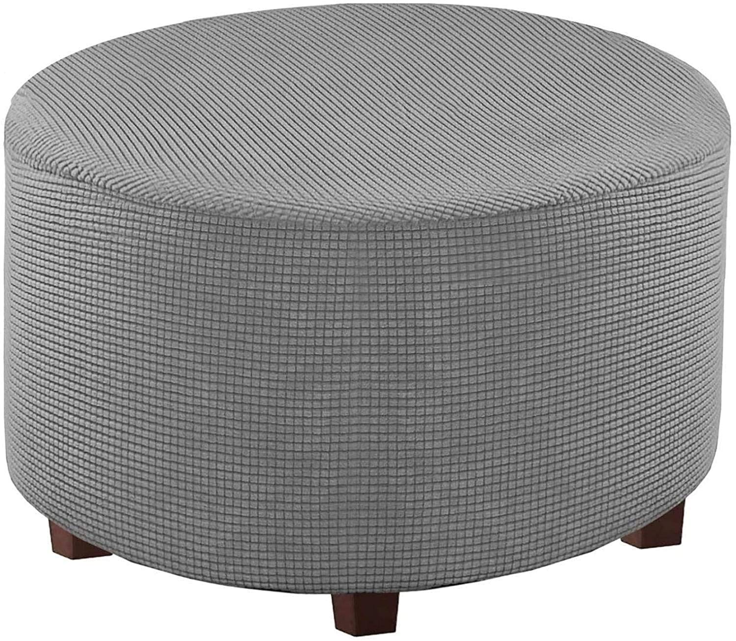 C/N Round Elastic Ottoman Cover Ottoman Cover Ottoman Pouffe Round Footstool Cover Light Grey