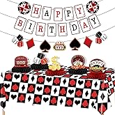 Casino Theme Party Decorations, Casino Birthday Party Supplies Las Vegas Party Decorations Poker Happy Birthday Banner Poker Theme Tablecloth Casino Table Honeycomb Centerpieces