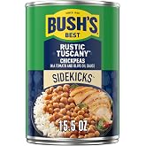Bush's Best Rustic Tuscany Chickpeas Sidekicks, 15.5 oz | Canned Beans, Source of Plant Based Protein and Fiber, Gluten Free, Chickpeas in Tomato and Olive Oil Sauce