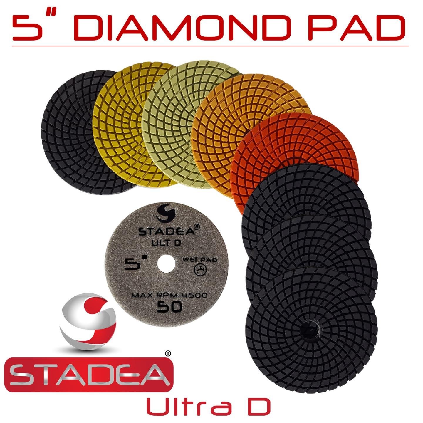 Stadea PPW134X Granite Polishing Pads 5' Diamond Pad Black Buff For
