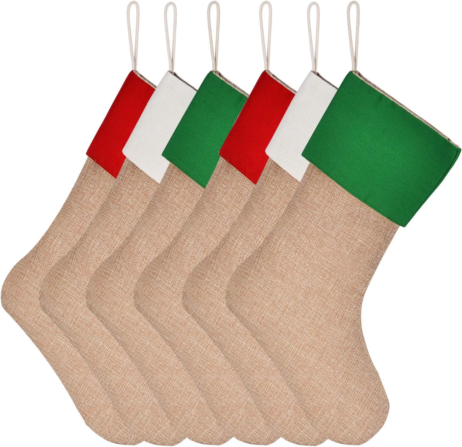 Stockings & Holders - Sunshane Burlap Christmas Stockings Xmas Fireplace Hanging Stockings Decoration Stockings for Christmas Decoration DIY Craft (Color Set 11, 6)