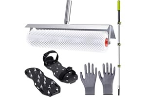 BERXOL Self-Levelling Cement Tool Kit, Epoxy Floor kit, Spike Roller for Self Leveling, Paint Roller, Epoxy Shoes Spikes, Concrete Tools, Epoxy Roller, Floor Leveling Tools (Large defoamer)