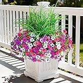 Artificial Flowers for Outdoors, 14 Bundles UV Resistant Fake Flowers Daisy with Greenery Plants,Faux Outdoor Flowers for Spring Summer Decoration, Outdoor Faux Plants Home Window Porch Patio Yard