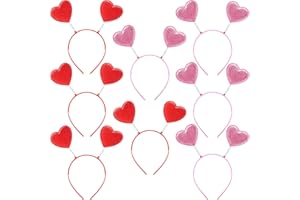 Octaday 16 Pack Valentine's Day Accessories Include 8 pcs Red Heart Headband Head Bopper and 8 pcs Heart Sunglass
