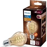 PHILIPS LED 60 W A19 Vintage Edison Spiral Amber, 1-Pack | 400 Lumen, Dimmable, Flicker-Free Light, EyeComfort, Up to 15000 Hour Lifespan, E26 Base