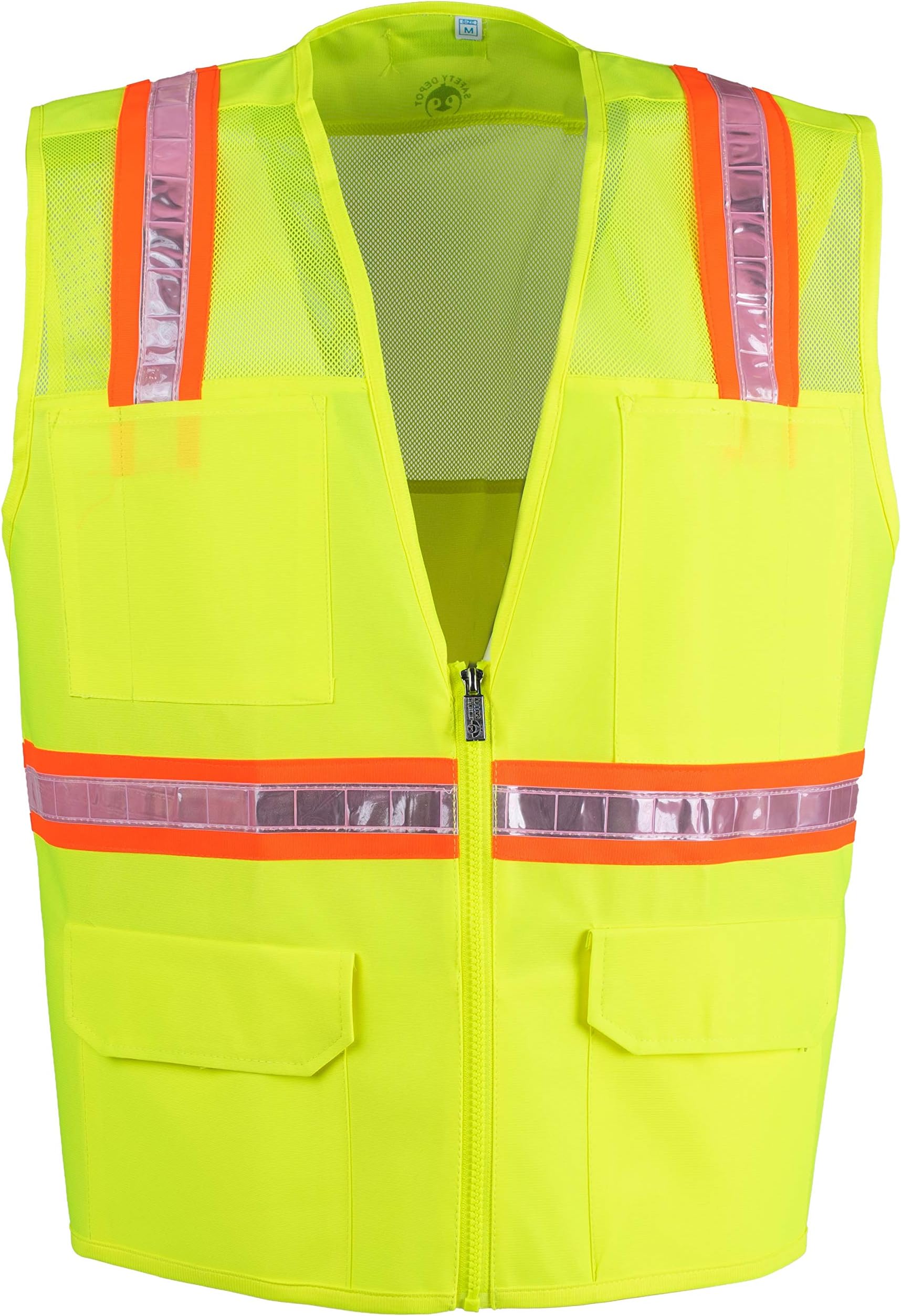 Safety Depot Safety Vest High Visibility Reflective Tape with 4 Lower Pockets, 2 Chest Pockets with Pen Dividers 8048M (Mesh, Lime, 5XL)