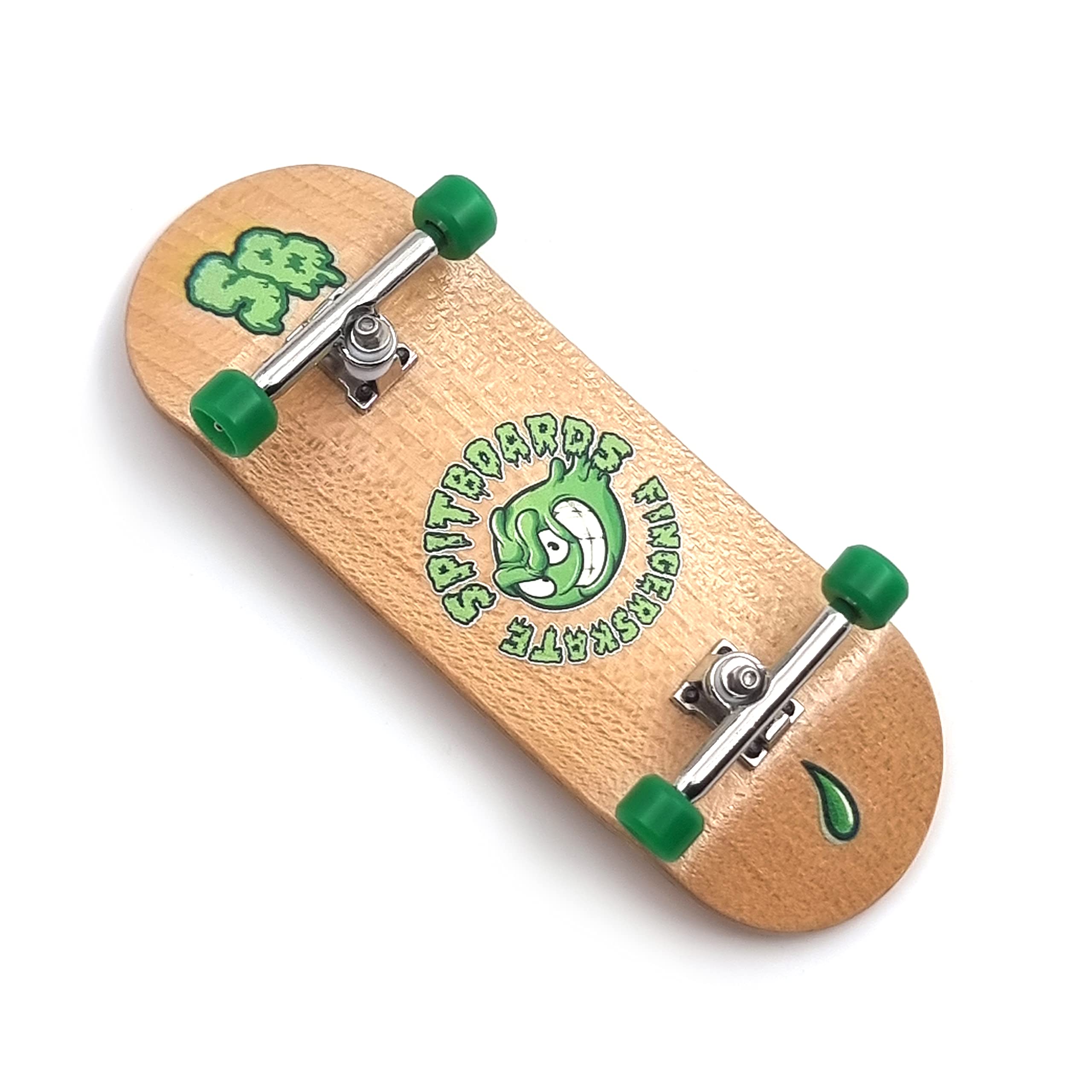 SPITBOARDS Pro Fingerboard Set-Up (Complete) | Real Wood Deck | Trucks with Bushings | Wheels with Bearings | Round Emblem Wood Version