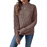 DancingYarns Womens Dressy Mockneck Cable Knit Long Sleeve Sweater Fall 2025 Oversized Chunky Ribbed Cuffs Knit Pullover