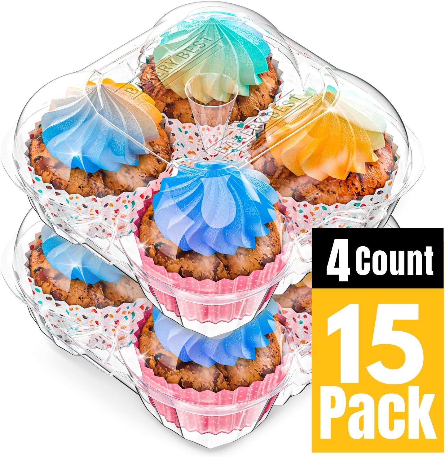 BAKERYBEST Mini Cupcake Boxes, Disposable Plastic