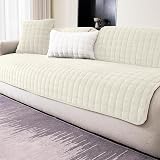 LINGKY Soft Flannel Sofa Covers 1 2 3 Seater Non-Slip Beige White 70x70cm