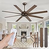 Fanbulous 65 Inch Ceiling Fans No Light with Remote, Bronze Indoor/Outdoor Ceiling Fan Without Light with Quiet Reversible DC Motor, 6 Speeds, 8 Blades Large Ceiling Fan for Living Room Bedroom Patio