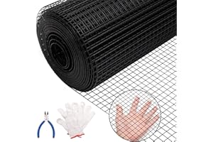KICARI Black Hardware Cloth 16GA 1 inch 36inch(H) x 50ft(L), 16 Gauge Wire Mesh Roll for Chicken Wire Fencing Metal Garden Fence Powder Coated Galvanized Welded Fence Poultry Cage Home Improvement Projects