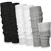 Chuarry 3 Pairs Winter Fleece Lined Leg Warmer for Women Skating Leg Warmer Long Boot Socks for Women Skating Every Day Wear