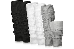 Chuarry 3 Pairs Winter Fleece Lined Leg Warmer for Women Skating Leg Warmer Long Boot Socks for Women Skating Every Day Wear