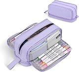 Howala Large Capacity Pencil Case 4 Compartments Purple Multifunctional Bag view 1