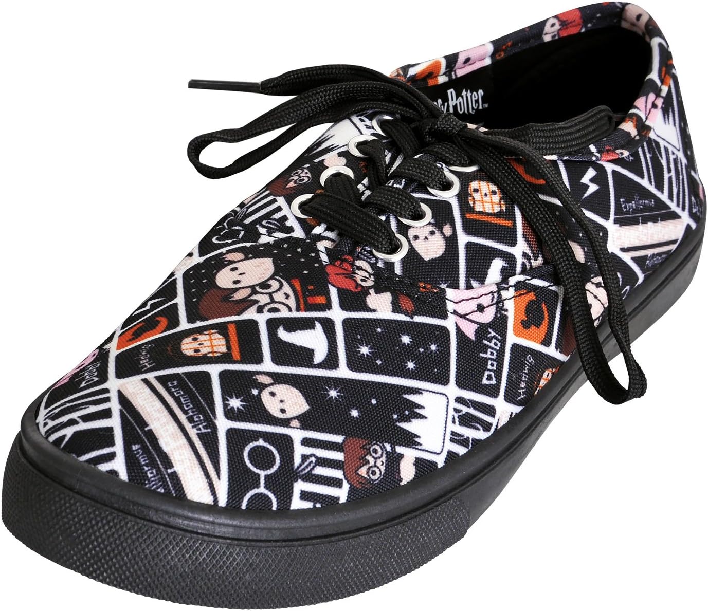 NJ Screenprints Harry Potter Women's Sneaker Shoes Chibi Style Black White