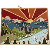 Totally Bamboo Colorado State Shaped Cutting Board and Charcuterie Serving Platter with Artwork by Summer Stokes, Includes Hang Tie for Wall Display 14-1/2" x 10-3/4" x 5/8"