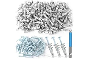 QCQIANG 240pcs Zinc Self-Drilling Drywall Anchors, Anchor and Screw Combination with Cross Groove Drill Bit, Heavy Duty Metal Wall Anchors with Self-Tapping Screws