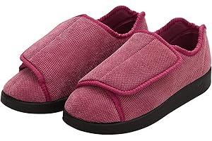 Silverts Women's Extra Wide Adjustable Slippers Easy Closure Diabetic House Shoes Non Slip Comfort