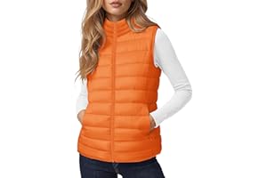 YUCOLEN Women's Puffer Vest Lightweight Stand Collar Zip Puffy Vests Sleeveless Quilted Padded Outerwear