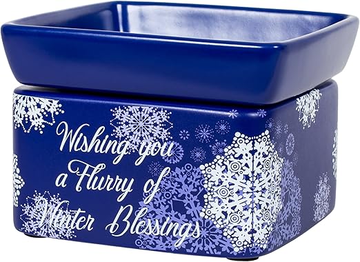 Amazon Com Elanze Designs Winter Blessings Snowflakes Blue Christmas Electric 2 In 1 Jar Candle And Wax And Oil Warmer Home Kitchen