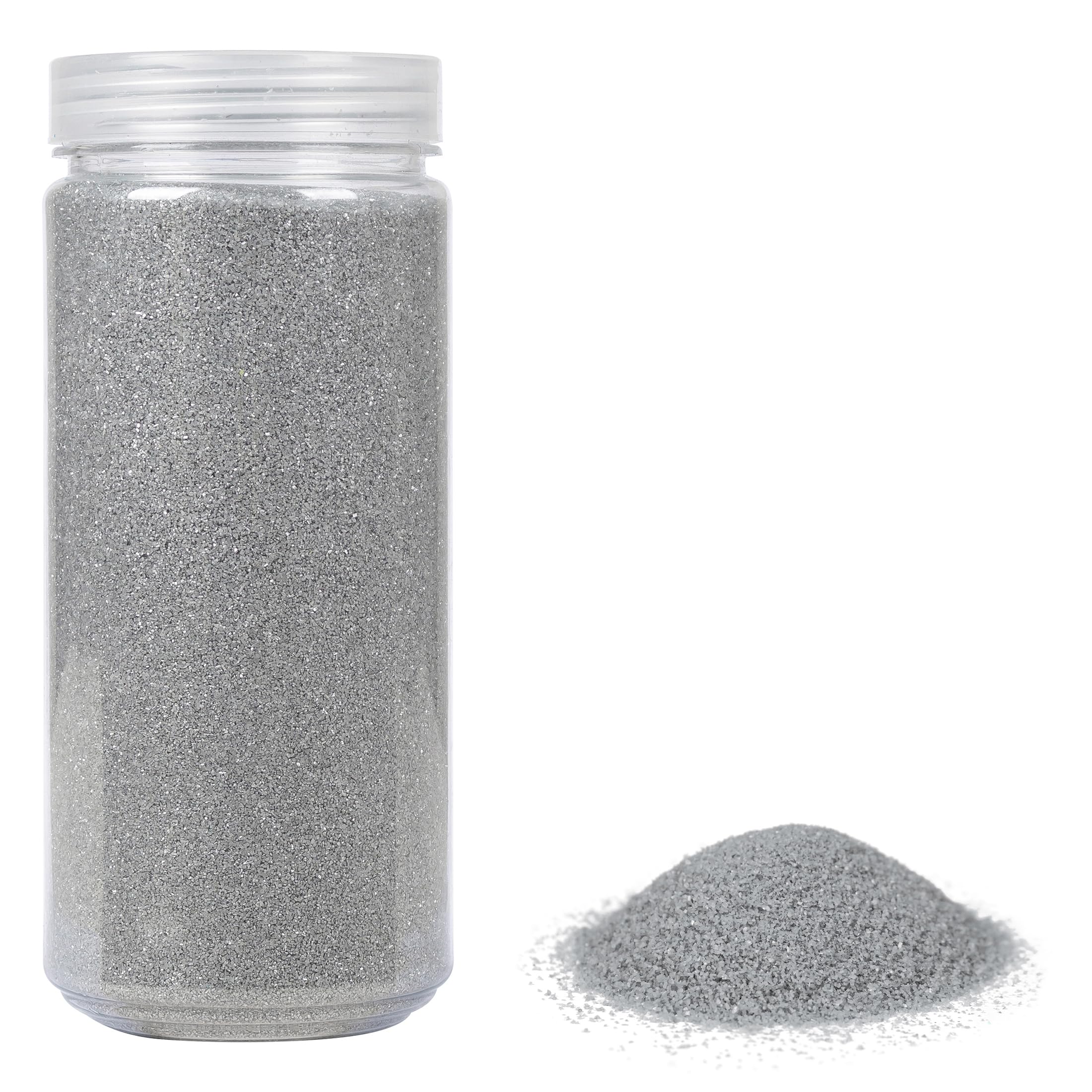 HEKU High-Quality Silver Decorative Sand (Approx. 750 g) fine Grain (0.1-0.5 mm) resealable tin, Versatile for Decoration and Crafts, Silver