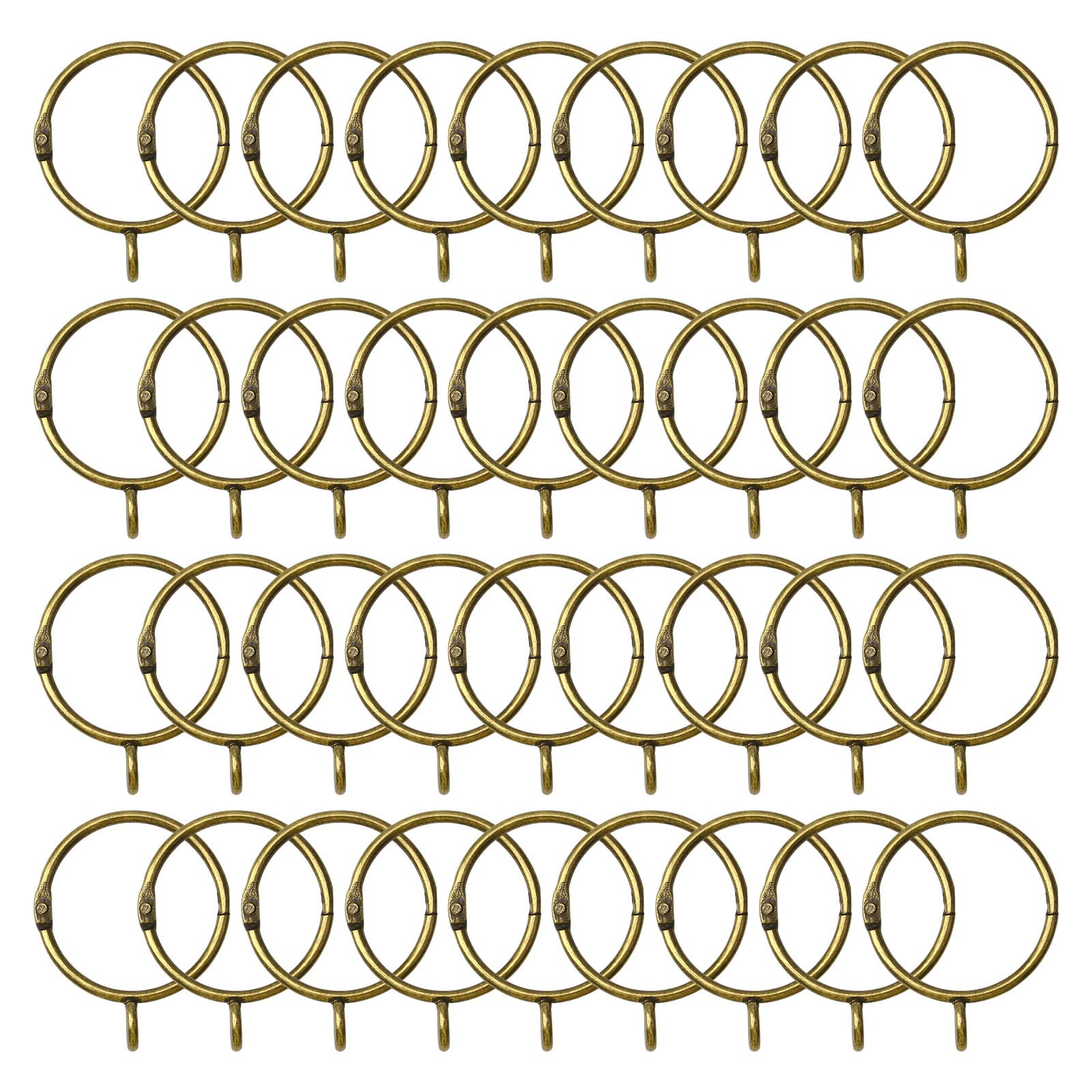 INCREWAY Curtain Rings, 36Pcs Sliding Eyelet Rings Metal Open and Close Drapery Rings Drape Sliding Curtain Pole Rings Hooks for Window Rods Shower Curtains, 1.5 Inch Inner Diameter, Bronze