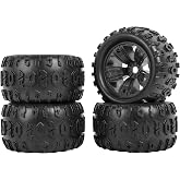 RC Station 17mm Hex RC Wheels and Tires 4PCS RC Truck Buggy 3.8 Tires Wheels for 1/8 1/10 Scale Arrma Kraton Notorious Outcast Typhon 6S 4S 3S Traxxas Maxx T Maxx Sledge Revo 3.3 Tires Wheels Preglued