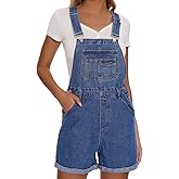 WUDODO Women's Denim Shortalls Casual Adjustable Straps High Waist Bib Jeans Overalls Shorts Romper with Pockets