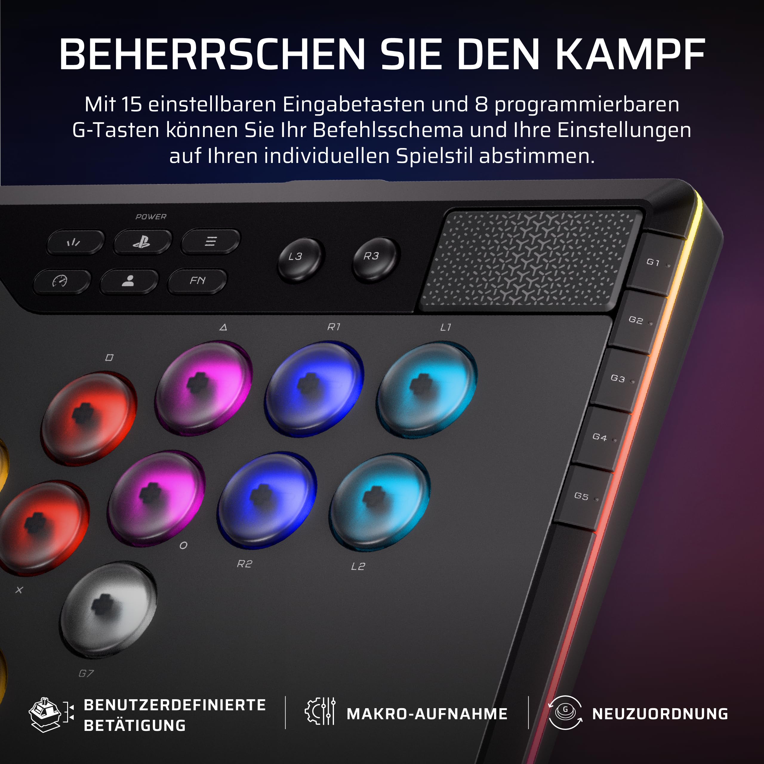 CORSAIR NOVABLADE PRO Kabel und Hebelloser Controller mit Hall-Effekt – 15-Haupttasten-Layout, 1000Hz-Polling, 2,4 GHz Kabellos, SOCD, MGX Hyperdrive Hall-Effekt-Magnetschalter, PS5, PS4, PC – Schwarz 6