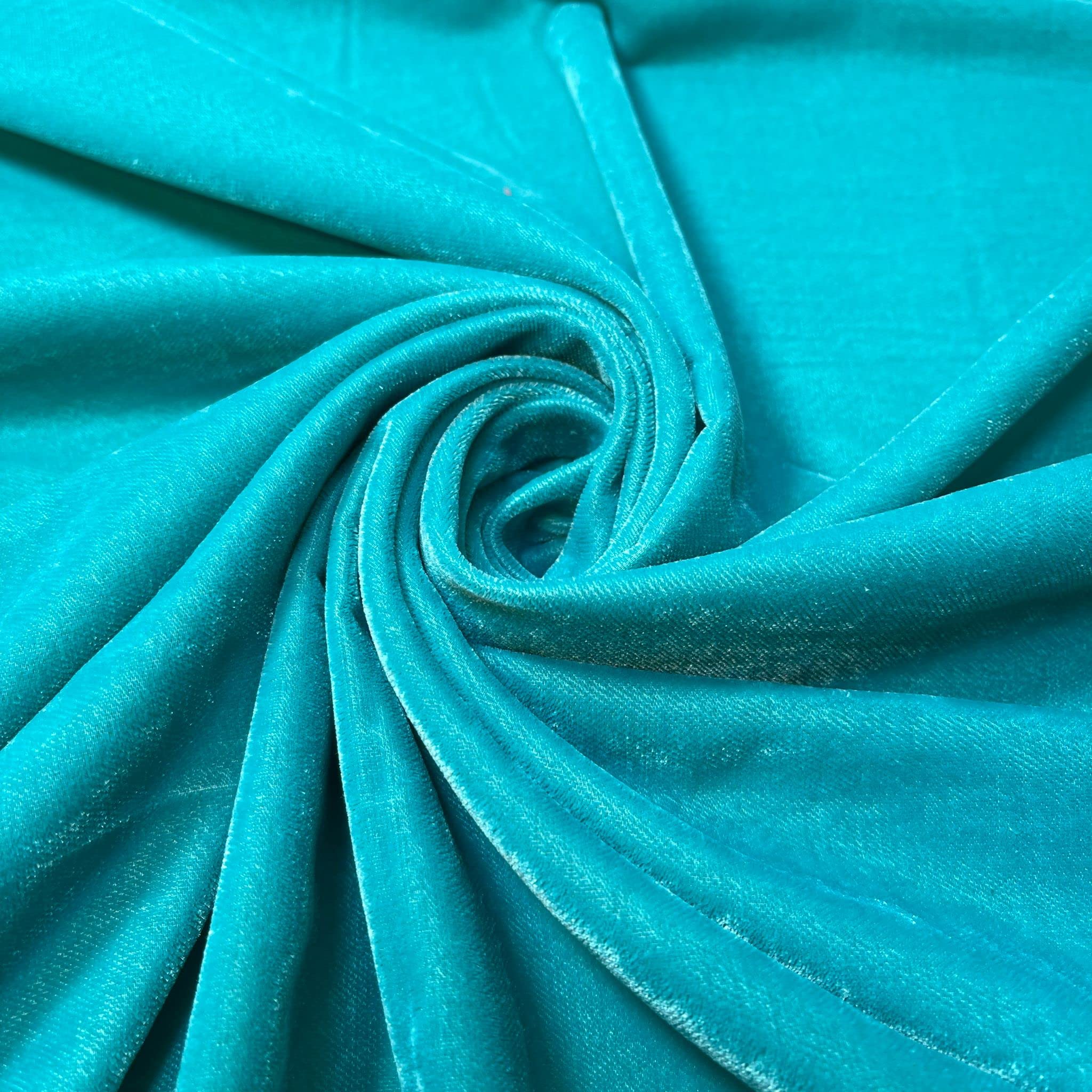 Three Crown Velvet Fabric Soft Strong Material - Home Decor, Curtains, Upholstery, Dress - 112cm Wide (Turquoise, 5 Meter)