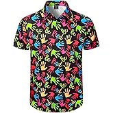 LINOCOUTON Men's Valentines Short Sleeve Button Down Shirts