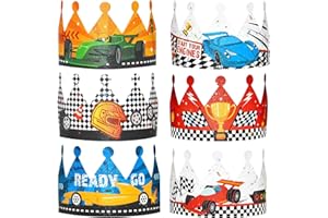 WERNNSAI Racing Party Crowns - 12 Pcs Race Birthday Hats Paper Crowns for Racing Party Supplies Celebration Headwear