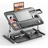 Potuopy Adjustable Laptop Lap Desk, X-Large Foldable Bed Table Tray | XXL-Extra Large Lap Desks for Adults with 8 Heights &amp; Tilt &amp; Storage, Computer Laptop Stand for Painting &amp; Writing on Couch