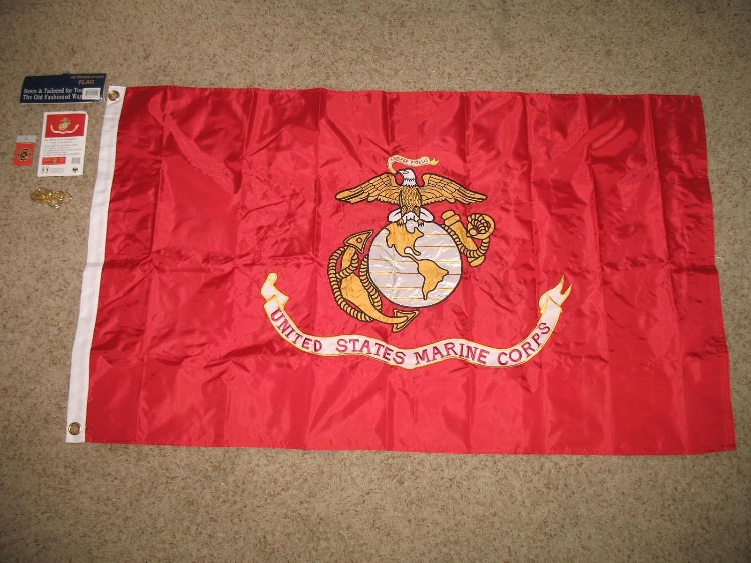 (600 Denier) Marine Corps 3X5 Embroidered Sewn Flag Double