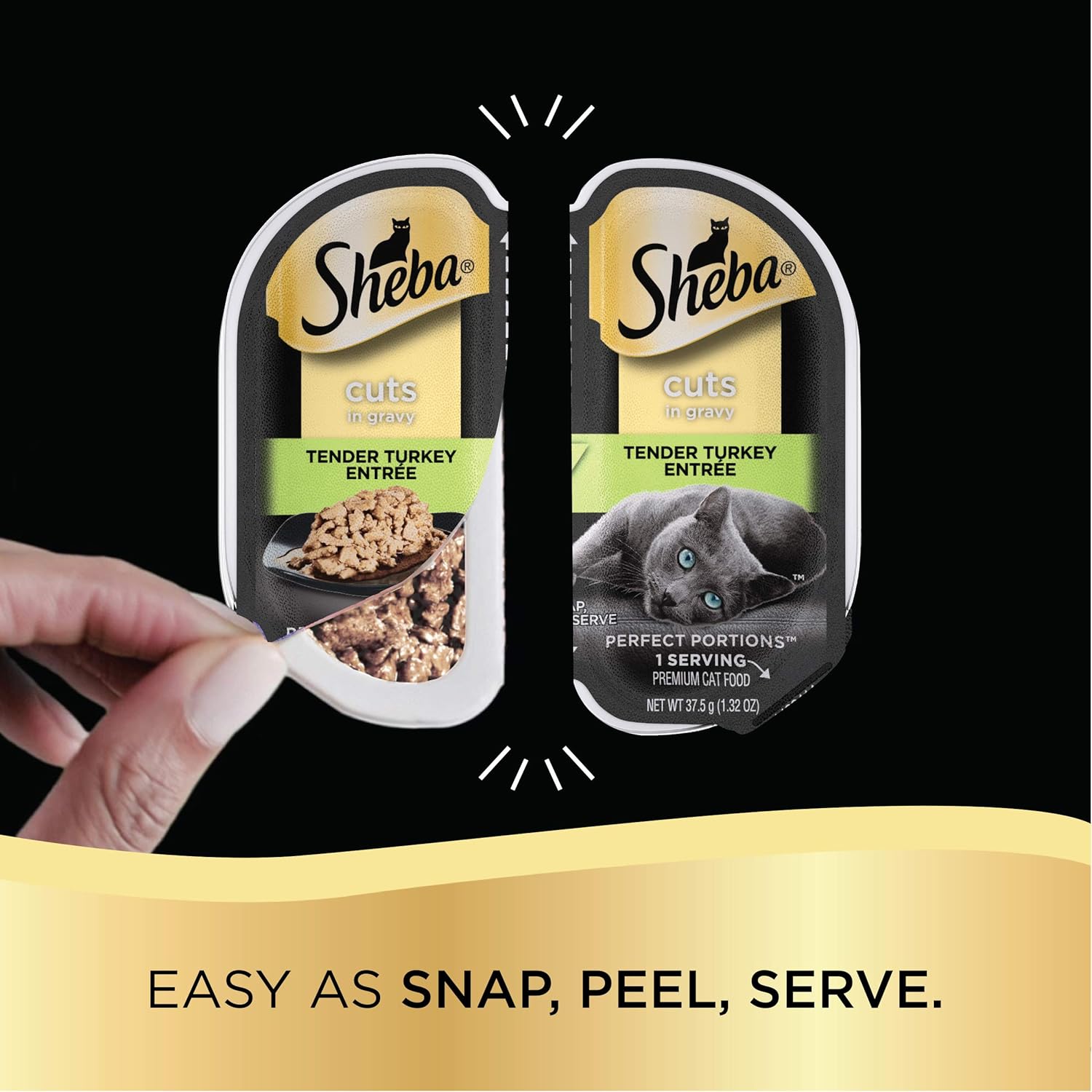 SHEBA PERFECT PORTIONS Soft Wet Cat Food Cuts in Gravy Roasted Chicken Entrée & Tender Turkey Entrée Variety Pack, (12) 2.6 Oz. Easy Peel Twin-Pack Trays: Pet Supplies