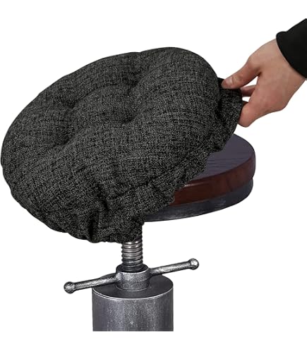 SINOSSO Barhocker-Kissen Aus Leinen – Rund, Rutschfest, Gepolstert (Durchmesser 30,5 Cm, Gelb)