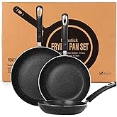 RATWIA Frying Pan 3-Piece Set, Nonstick Skillet Set for Induction Cooktop, Frying Pan Nonstick 8 Inch+9.5 Inch +11 Inch (Black)