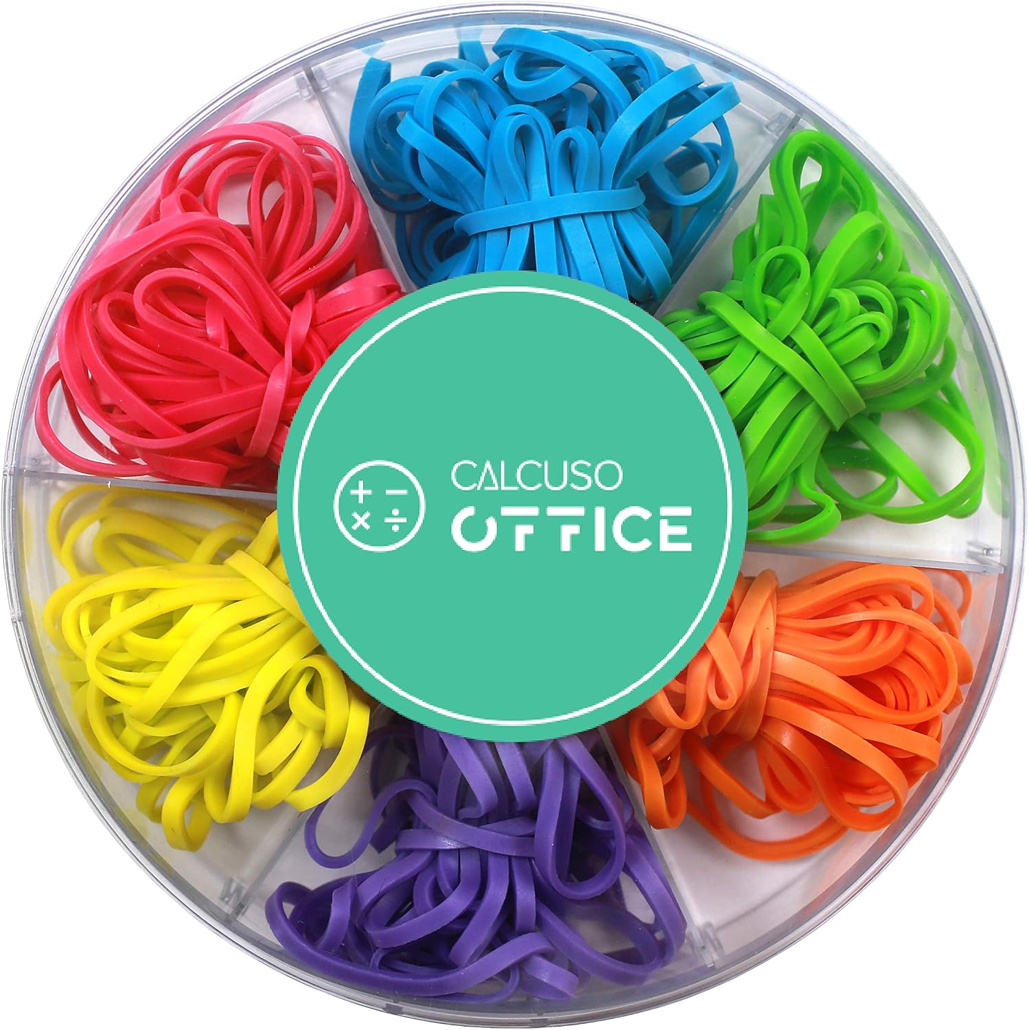 CALCUSO Rubber Bands: Colored, elastic rubber bands/rings for school/office use, 120 pieces, 6 colors with 20 pieces each
