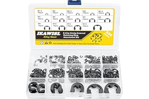 IEAWISL External Retaining Rings, 330PCS Alloy Steel Retaining Rings E-Clip Assortment Set-M1.5 M2 M2.5 M3 M3.5 M4 M5 M6 M7 M8 M9 M10 M12 M15 E-Clips for Bearings, Gears, Pulleys, Axles
