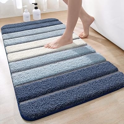 DEXI Bath Mat 60 x 90 cm Microfiber Non-Slip Blue