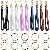 LJZP 20Pcs Leather Wristlet Strap with Round Carabiner, Keychain Handle Rope, Handbags Wrist Straps for Purse Wallet, Hand Pouch (20cm/7.87" Long)