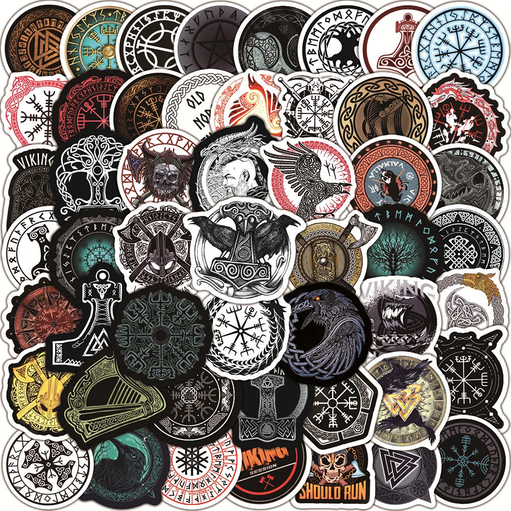 Viking Totem Stickers 100pcs,Aesthetic Decoration Water Bottles Vinyl Stickers for Scrapbook,Laptop,Kid,Teen,Girl
