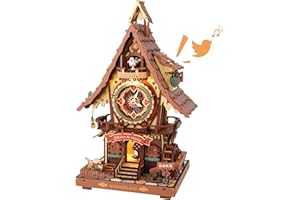 ROKR 3D Wooden Puzzles for Adults, Cuckoo Clock Model Kit, Room Home Decor DIY Watch Making Kit Functional Mechanical Building Toys, Hobbies Birthday Christmas Day Gifts for Men Women 14+